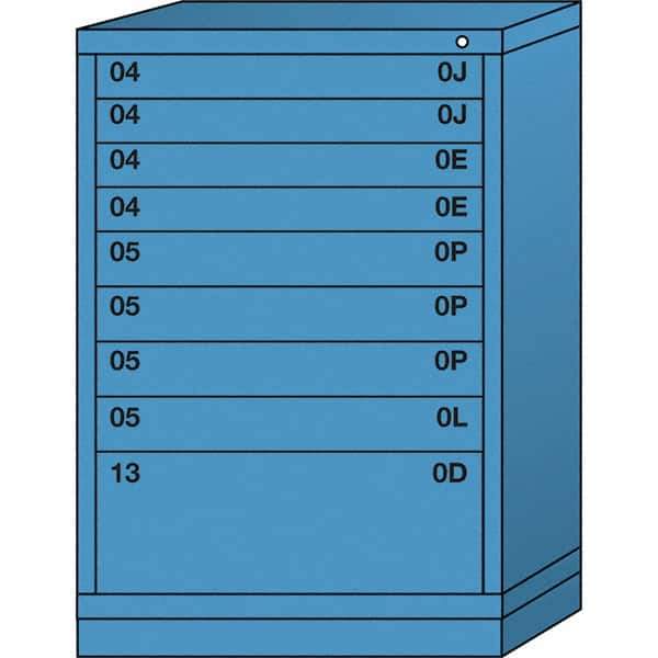 Lyon - 9 Drawer, Standard Counter - Single Drawer Access Cabinet - Steel, 30" Wide x 28-1/4" Deep x 44-1/4" High, Wedgewood Blue - Benchmark Tooling