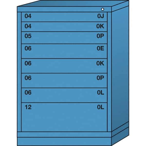 Lyon - 8 Drawer, Standard Counter - Multiple Drawer Access Cabinet - Steel, 30" Wide x 28-1/4" Deep x 44-1/4" High, Wedgewood Blue - Benchmark Tooling