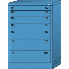 Lyon - 7 Drawer, Standard Counter - Multiple Drawer Access Cabinet - Steel, 30" Wide x 28-1/4" Deep x 44-1/4" High, Wedgewood Blue - Benchmark Tooling