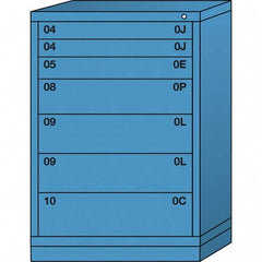Lyon - 7 Drawer, Standard Counter - Multiple Drawer Access Cabinet - Steel, 30" Wide x 28-1/4" Deep x 44-1/4" High, Wedgewood Blue - Benchmark Tooling