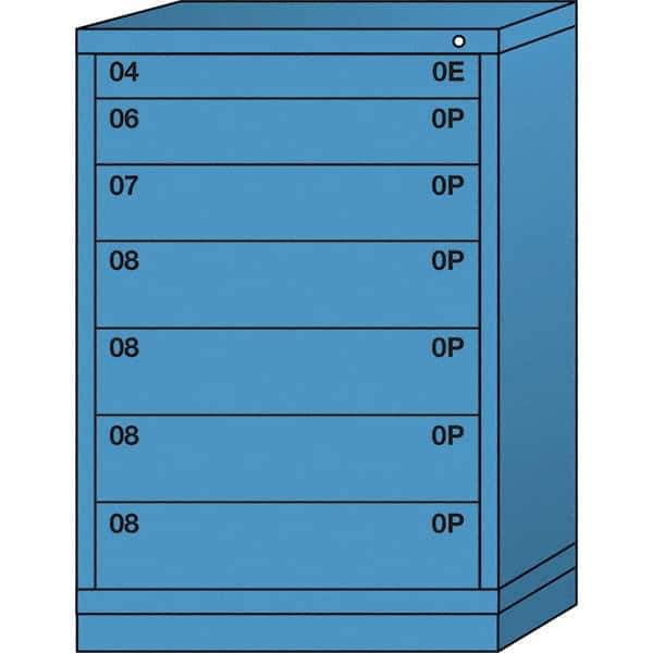 Lyon - 7 Drawer, Standard Counter - Single Drawer Access Cabinet - Steel, 30" Wide x 28-1/4" Deep x 44-1/4" High, Wedgewood Blue - Benchmark Tooling