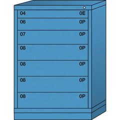 Lyon - 7 Drawer, Standard Counter - Single Drawer Access Cabinet - Steel, 30" Wide x 28-1/4" Deep x 44-1/4" High, Wedgewood Blue - Benchmark Tooling