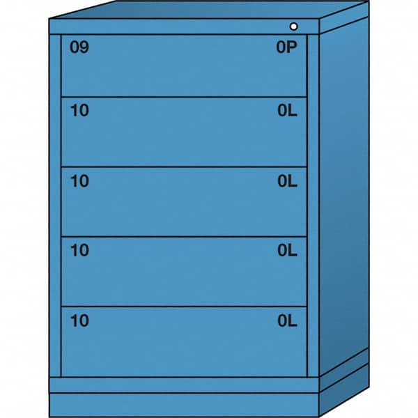 Lyon - 5 Drawer, Standard Counter - Single Drawer Access Cabinet - Steel, 30" Wide x 28-1/4" Deep x 44-1/4" High, Wedgewood Blue - Benchmark Tooling