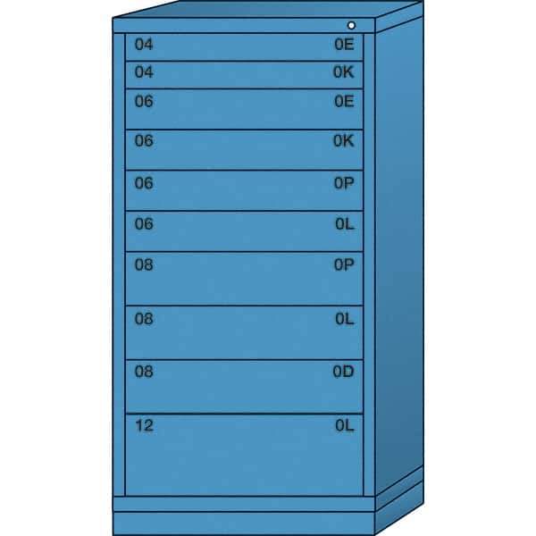 Lyon - 10 Drawer, Standard Eye-Level - Single Drawer Access Cabinet - Steel, 30" Wide x 28-1/4" Deep x 59-1/4" High, Wedgewood Blue - Benchmark Tooling