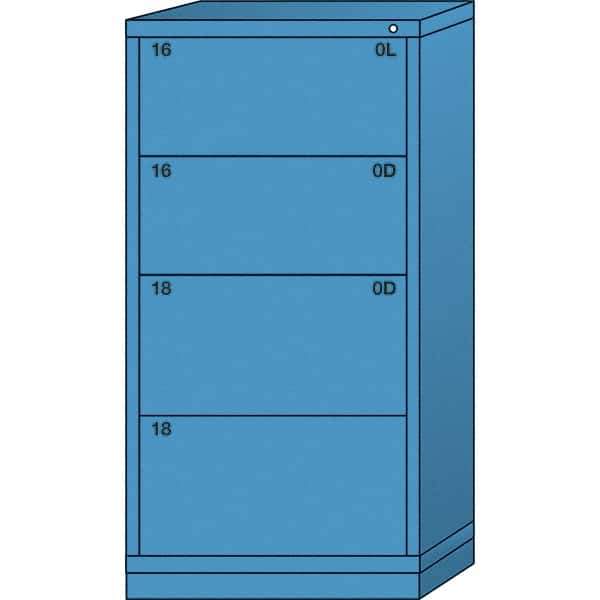 Lyon - 4 Drawer, Standard Eye-Level - Single Drawer Access Cabinet - Steel, 30" Wide x 28-1/4" Deep x 59-1/4" High, Wedgewood Blue - Benchmark Tooling