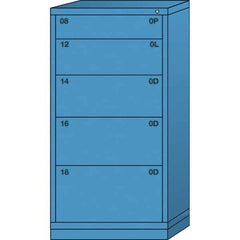 Lyon - 5 Drawer, Standard Eye-Level - Multiple Drawer Access Cabinet - Steel, 30" Wide x 28-1/4" Deep x 59-1/4" High, Wedgewood Blue - Benchmark Tooling