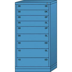 Lyon - 9 Drawer, Standard Eye-Level - Single Drawer Access Cabinet - Steel, 30" Wide x 28-1/4" Deep x 59-1/4" High, Wedgewood Blue - Benchmark Tooling
