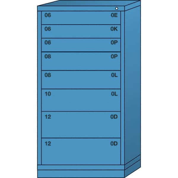 Lyon - 8 Drawer, Standard Eye-Level - Multiple Drawer Access Cabinet - Steel, 30" Wide x 28-1/4" Deep x 59-1/4" High, Wedgewood Blue - Benchmark Tooling