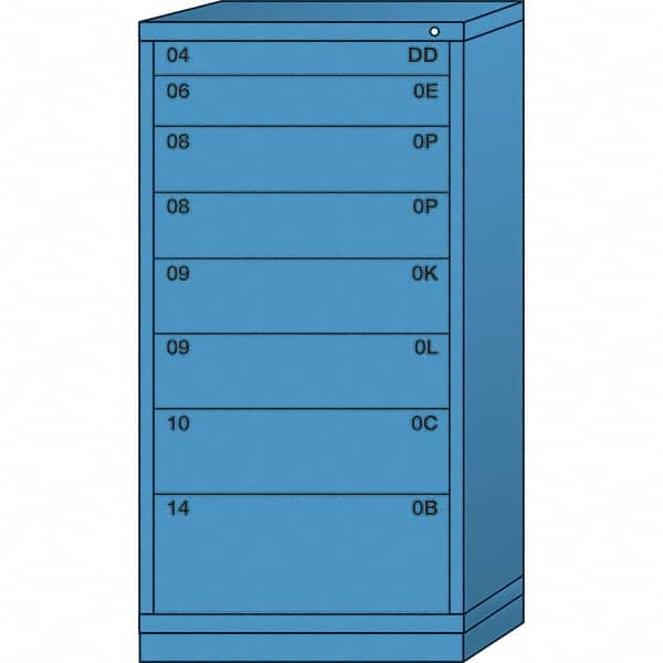 Lyon - 8 Drawer, Standard Eye-Level - Single Drawer Access Cabinet - Steel, 30" Wide x 28-1/4" Deep x 59-1/4" High, Wedgewood Blue - Benchmark Tooling