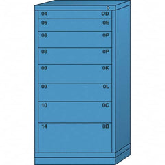 Lyon - 8 Drawer, Standard Eye-Level - Single Drawer Access Cabinet - Steel, 30" Wide x 28-1/4" Deep x 59-1/4" High, Wedgewood Blue - Benchmark Tooling