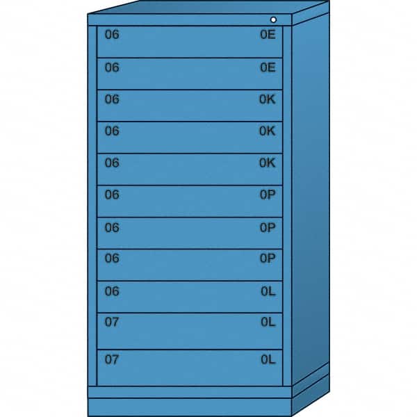 Lyon - 11 Drawer, Standard Eye-Level - Single Drawer Access Cabinet - Steel, 30" Wide x 28-1/4" Deep x 59-1/4" High, Wedgewood Blue - Benchmark Tooling