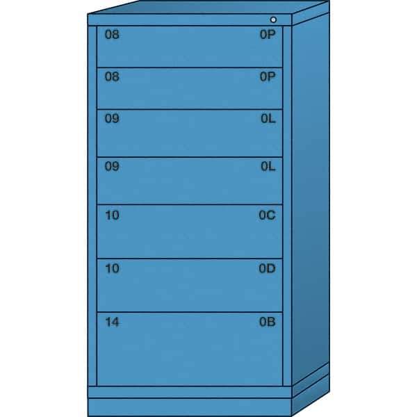 Lyon - 7 Drawer, Standard Eye-Level - Single Drawer Access Cabinet - Steel, 30" Wide x 28-1/4" Deep x 59-1/4" High, Wedgewood Blue - Benchmark Tooling