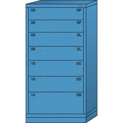 Lyon - 7 Drawer, Standard Eye-Level - Single Drawer Access Cabinet - Steel, 30" Wide x 28-1/4" Deep x 59-1/4" High, Wedgewood Blue - Benchmark Tooling