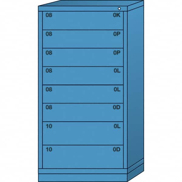 Lyon - 8 Drawer, Standard Eye-Level - Single Drawer Access Cabinet - Steel, 30" Wide x 28-1/4" Deep x 59-1/4" High, Wedgewood Blue - Benchmark Tooling