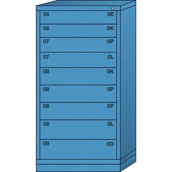 Lyon - 9 Drawer, Standard Eye-Level - Multiple Drawer Access Cabinet - Steel, 30" Wide x 28-1/4" Deep x 59-1/4" High, Wedgewood Blue - Benchmark Tooling
