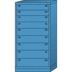 Lyon - 9 Drawer, Standard Eye-Level - Single Drawer Access Cabinet - Steel, 30" Wide x 28-1/4" Deep x 59-1/4" High, Wedgewood Blue - Benchmark Tooling