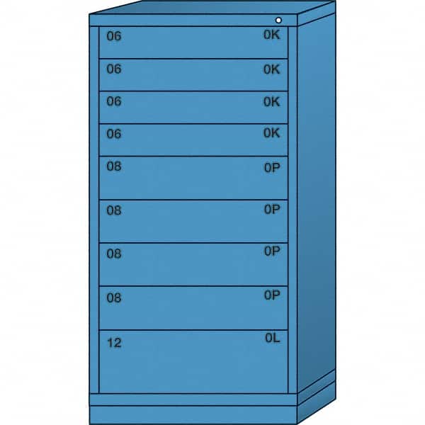 Lyon - 9 Drawer, Standard Eye-Level - Single Drawer Access Cabinet - Steel, 30" Wide x 28-1/4" Deep x 59-1/4" High, Wedgewood Blue - Benchmark Tooling
