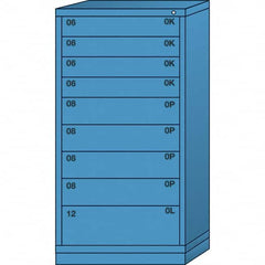 Lyon - 9 Drawer, Standard Eye-Level - Single Drawer Access Cabinet - Steel, 30" Wide x 28-1/4" Deep x 59-1/4" High, Wedgewood Blue - Benchmark Tooling