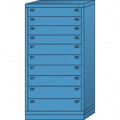 Lyon - 10 Drawer, Standard Eye-Level - Single Drawer Access Cabinet - Steel, 30" Wide x 28-1/4" Deep x 59-1/4" High, Wedgewood Blue - Benchmark Tooling