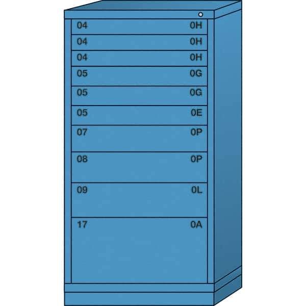 Lyon - 10 Drawer, Standard Eye-Level - Multiple Drawer Access Cabinet - Steel, 30" Wide x 28-1/4" Deep x 59-1/4" High, Wedgewood Blue - Benchmark Tooling