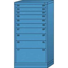 Lyon - 10 Drawer, Standard Eye-Level - Single Drawer Access Cabinet - Steel, 30" Wide x 28-1/4" Deep x 59-1/4" High, Wedgewood Blue - Benchmark Tooling
