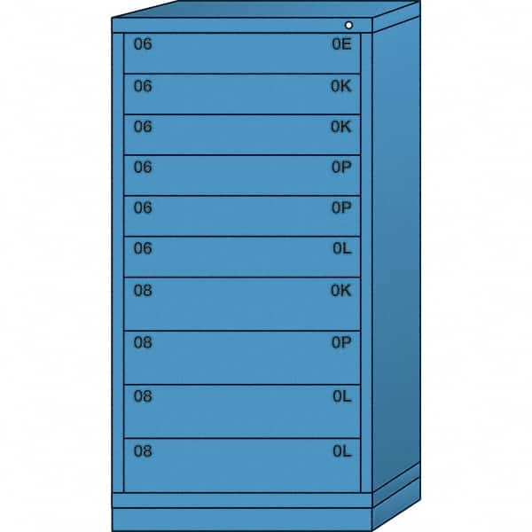 Lyon - 10 Drawer, Standard Eye-Level - Multiple Drawer Access Cabinet - Steel, 30" Wide x 28-1/4" Deep x 59-1/4" High, Wedgewood Blue - Benchmark Tooling
