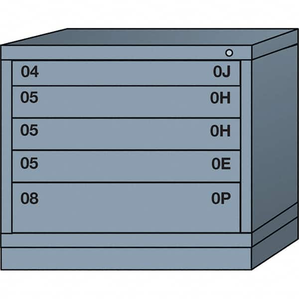 Lyon - 5 Drawer, Standard Desk Height - Single Drawer Access Cabinet - Steel, 30" Wide x 28-1/4" Deep x 26-7/8" High, Dove Gray - Benchmark Tooling