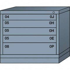 Lyon - 5 Drawer, Standard Desk Height - Single Drawer Access Cabinet - Steel, 30" Wide x 28-1/4" Deep x 26-7/8" High, Dove Gray - Benchmark Tooling