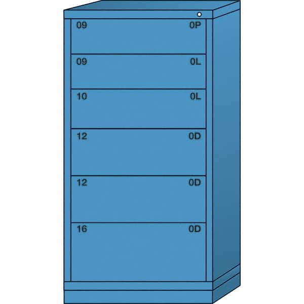 Lyon - 6 Drawer, Standard Eye-Level - Multiple Drawer Access Cabinet - Steel, 30" Wide x 28-1/4" Deep x 59-1/4" High, Wedgewood Blue - Benchmark Tooling