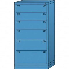 Lyon - 6 Drawer, Standard Eye-Level - Single Drawer Access Cabinet - Steel, 30" Wide x 28-1/4" Deep x 59-1/4" High, Wedgewood Blue - Benchmark Tooling
