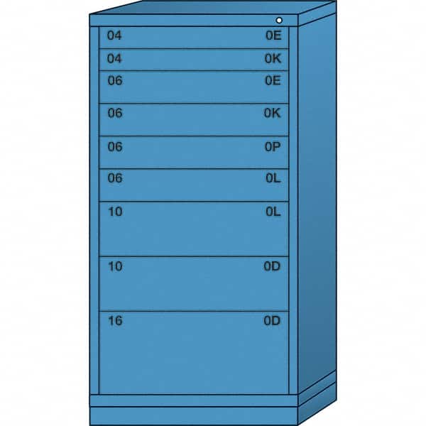 Lyon - 9 Drawer, Standard Eye-Level - Multiple Drawer Access Cabinet - Steel, 30" Wide x 28-1/4" Deep x 59-1/4" High, Wedgewood Blue - Benchmark Tooling