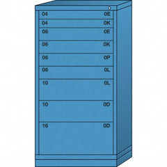 Lyon - 9 Drawer, Standard Eye-Level - Multiple Drawer Access Cabinet - Steel, 30" Wide x 28-1/4" Deep x 59-1/4" High, Wedgewood Blue - Benchmark Tooling