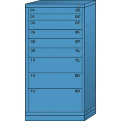 Lyon - 9 Drawer, Standard Eye-Level - Single Drawer Access Cabinet - Steel, 30" Wide x 28-1/4" Deep x 59-1/4" High, Wedgewood Blue - Benchmark Tooling