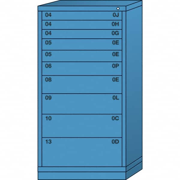 Lyon - 10 Drawer, Standard Eye-Level - Single Drawer Access Cabinet - Steel, 30" Wide x 28-1/4" Deep x 59-1/4" High, Wedgewood Blue - Benchmark Tooling