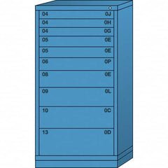 Lyon - 10 Drawer, Standard Eye-Level - Multiple Drawer Access Cabinet - Steel, 30" Wide x 28-1/4" Deep x 59-1/4" High, Wedgewood Blue - Benchmark Tooling