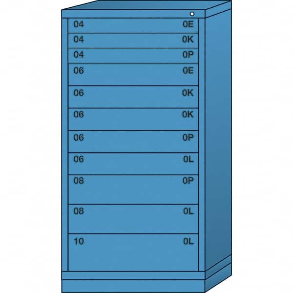 Lyon - 11 Drawer, Standard Eye-Level - Multiple Drawer Access Cabinet - Steel, 30" Wide x 28-1/4" Deep x 59-1/4" High, Wedgewood Blue - Benchmark Tooling