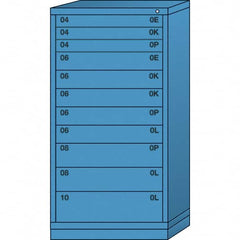 Lyon - 11 Drawer, Standard Eye-Level - Single Drawer Access Cabinet - Steel, 30" Wide x 28-1/4" Deep x 59-1/4" High, Wedgewood Blue - Benchmark Tooling