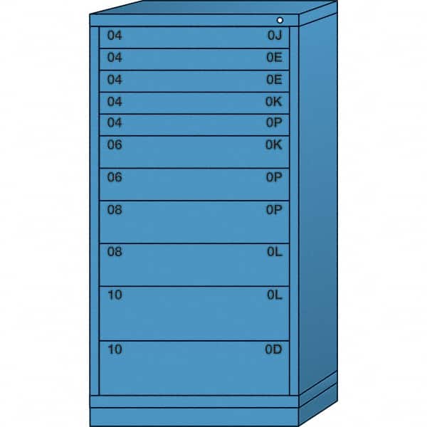 Lyon - 11 Drawer, Standard Eye-Level - Multiple Drawer Access Cabinet - Steel, 30" Wide x 28-1/4" Deep x 59-1/4" High, Wedgewood Blue - Benchmark Tooling