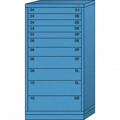 Lyon - 11 Drawer, Standard Eye-Level - Multiple Drawer Access Cabinet - Steel, 30" Wide x 28-1/4" Deep x 59-1/4" High, Wedgewood Blue - Benchmark Tooling