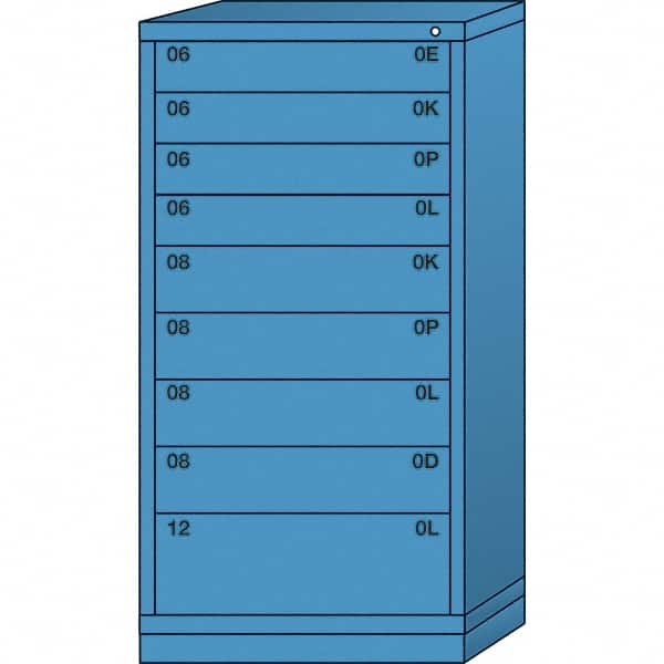 Lyon - 9 Drawer, Standard Eye-Level - Single Drawer Access Cabinet - Steel, 30" Wide x 28-1/4" Deep x 59-1/4" High, Wedgewood Blue - Benchmark Tooling