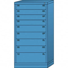 Lyon - 9 Drawer, Standard Eye-Level - Multiple Drawer Access Cabinet - Steel, 30" Wide x 28-1/4" Deep x 59-1/4" High, Wedgewood Blue - Benchmark Tooling