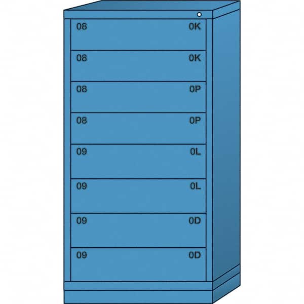 Lyon - 8 Drawer, Standard Eye-Level - Single Drawer Access Cabinet - Steel, 30" Wide x 28-1/4" Deep x 59-1/4" High, Wedgewood Blue - Benchmark Tooling
