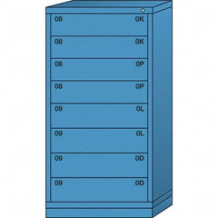 Lyon - 8 Drawer, Standard Eye-Level - Single Drawer Access Cabinet - Steel, 30" Wide x 28-1/4" Deep x 59-1/4" High, Wedgewood Blue - Benchmark Tooling