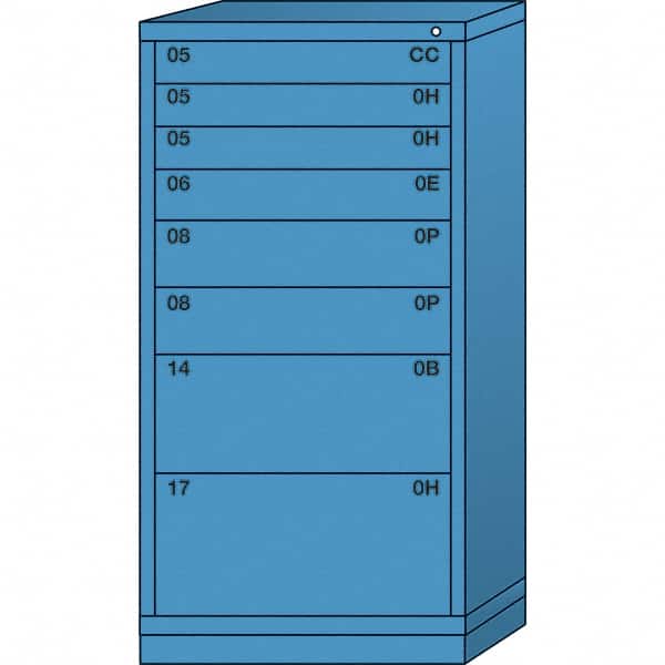 Lyon - 8 Drawer, Standard Eye-Level - Single Drawer Access Cabinet - Steel, 30" Wide x 28-1/4" Deep x 59-1/4" High, Wedgewood Blue - Benchmark Tooling