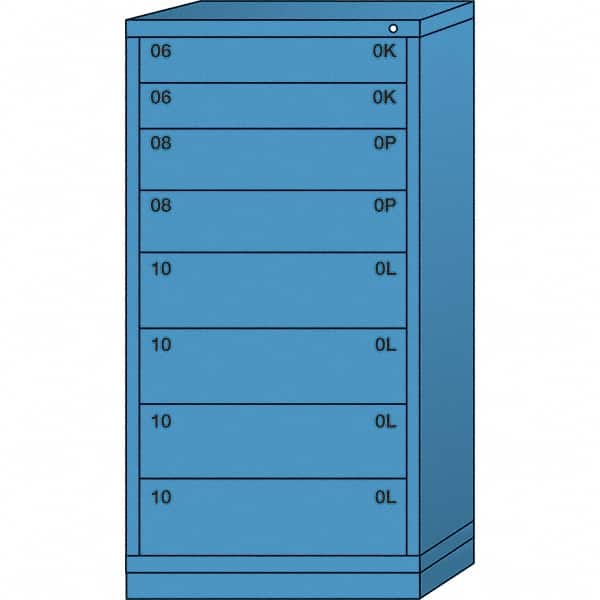 Lyon - 8 Drawer, Standard Eye-Level - Single Drawer Access Cabinet - Steel, 30" Wide x 28-1/4" Deep x 59-1/4" High, Wedgewood Blue - Benchmark Tooling