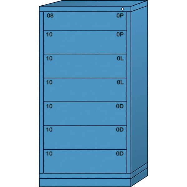 Lyon - 7 Drawer, Standard Eye-Level - Single Drawer Access Cabinet - Steel, 30" Wide x 28-1/4" Deep x 59-1/4" High, Wedgewood Blue - Benchmark Tooling
