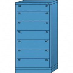 Lyon - 7 Drawer, Standard Eye-Level - Multiple Drawer Access Cabinet - Steel, 30" Wide x 28-1/4" Deep x 59-1/4" High, Wedgewood Blue - Benchmark Tooling