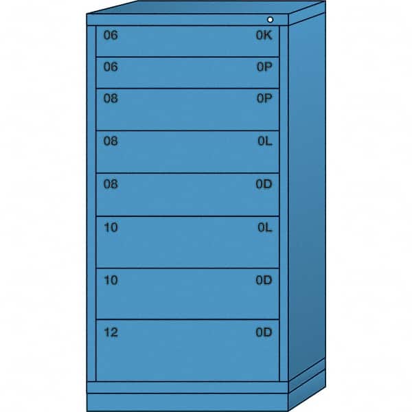 Lyon - 8 Drawer, Standard Eye-Level - Multiple Drawer Access Cabinet - Steel, 30" Wide x 28-1/4" Deep x 59-1/4" High, Wedgewood Blue - Benchmark Tooling