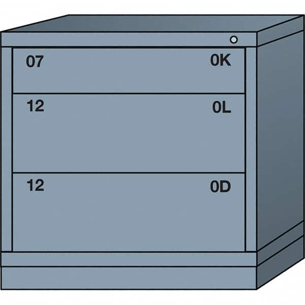 Lyon - 3 Drawer, Standard Table Height - Single Drawer Access Cabinet - Steel, 30" Wide x 28-1/4" Deep x 30-1/8" High, Dove Gray - Benchmark Tooling