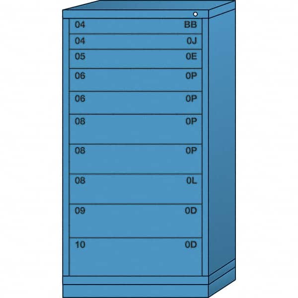 Lyon - 10 Drawer, Standard Eye-Level - Single Drawer Access Cabinet - Steel, 30" Wide x 28-1/4" Deep x 59-1/4" High, Wedgewood Blue - Benchmark Tooling